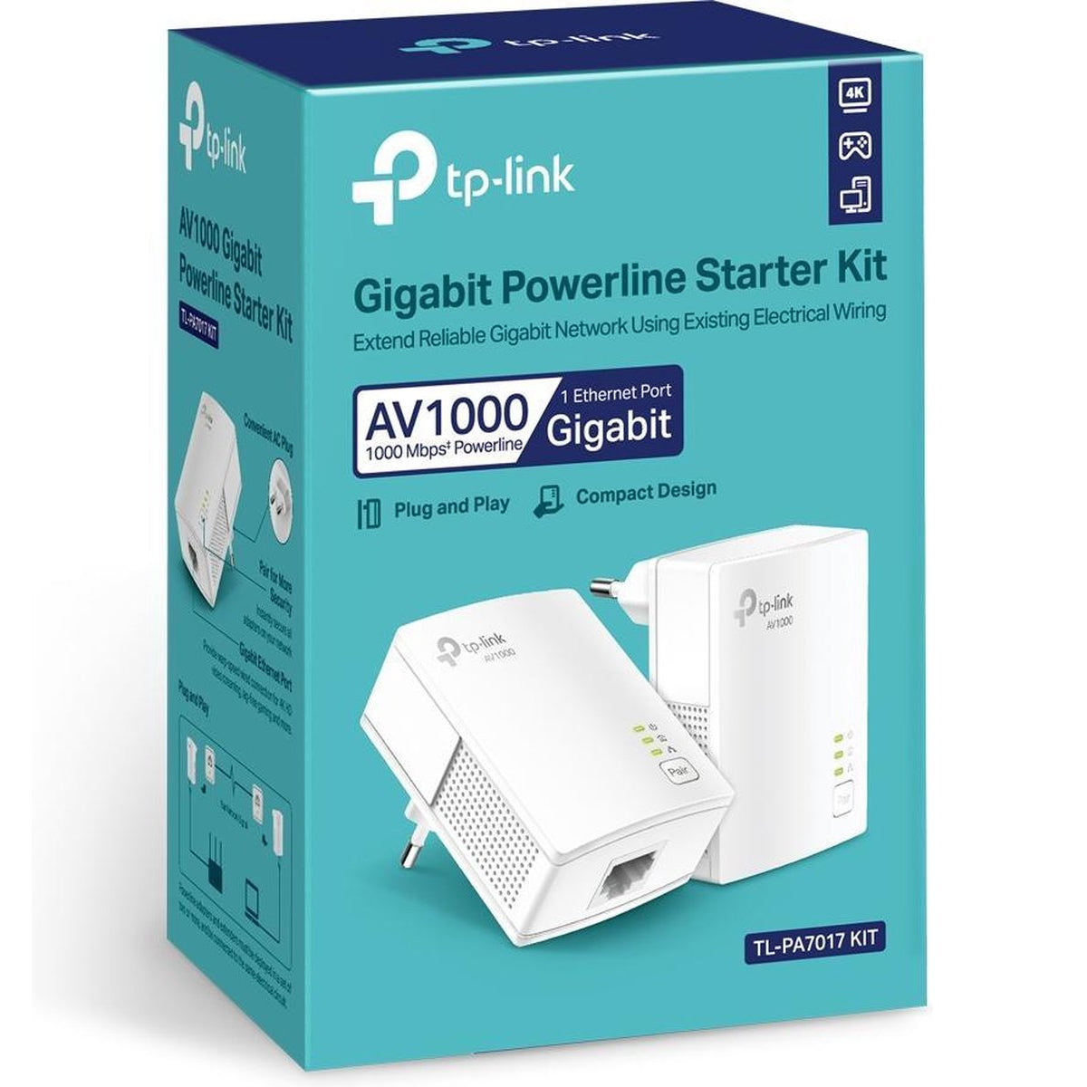 TP-Link TL-PA7017 KIT - Powerline Zonder WiFi - 2 stuks