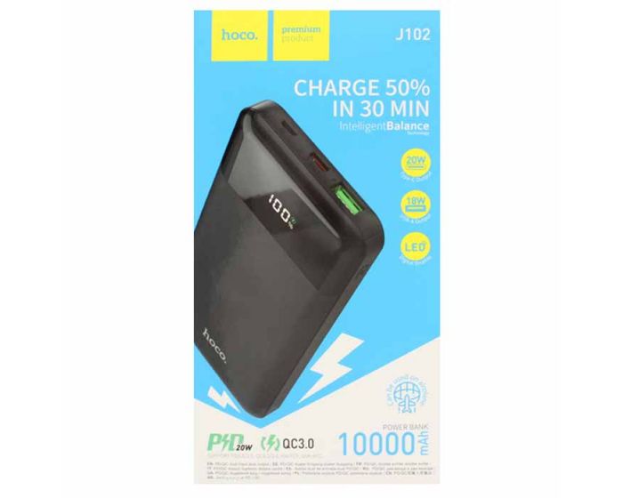 Hoco Powerbank 10.000 mAh USB-C Output QC 3.0 Black