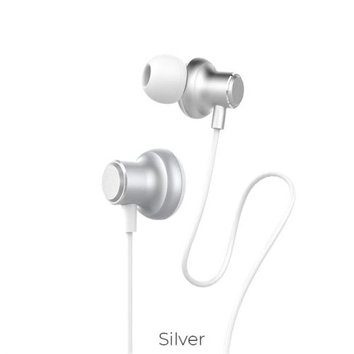 Hoco Magic Sound silver wired earphones with microphone