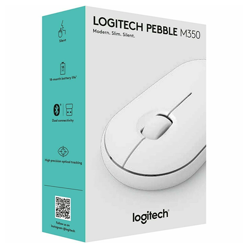 Logitech Pebble M350 – Draadloze Bluetooth Muis – Wit