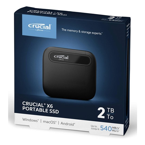 Crucial 2TB X6 SSD NVMe/Zwart/USB-C